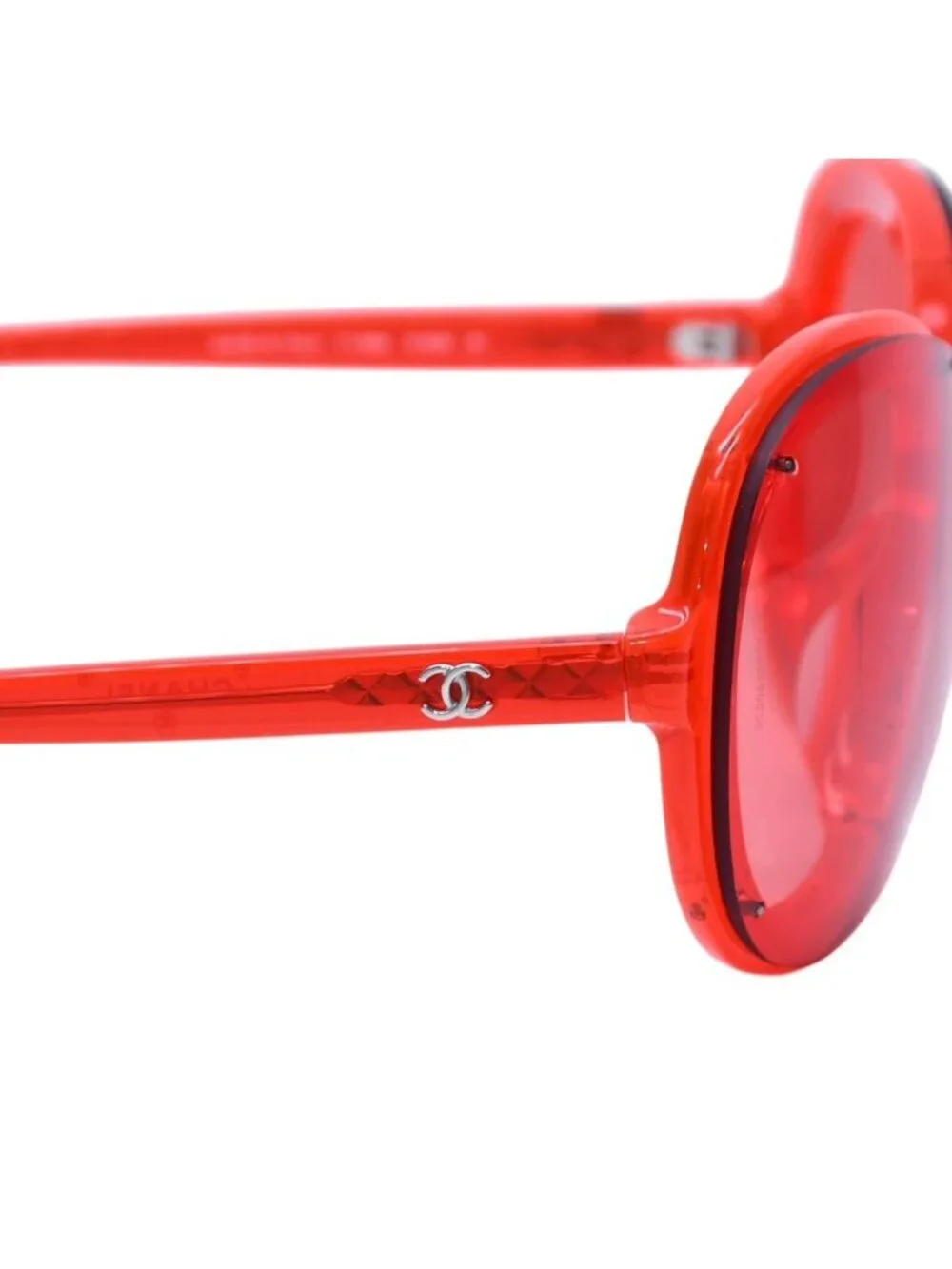Chanel Sunglasses Eyewear CC Logo Clear Red Acetate